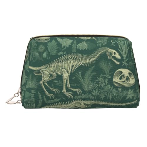 KKLWEGU Make-up-Tasche mit Dinosaurier-Skelett-Design, wasserdicht, Kosmetiktasche, Organizer, kleine Make-up-Tasche, mit Reißverschluss, tragbar, Reise-Kulturbeutel für Damen und Mädchen, gold von KKLWEGU