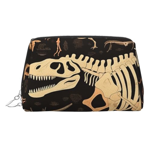 KKLWEGU Make-up-Tasche mit Dinosaurier-Skelett-Druck, wasserdicht, Kosmetiktasche, Organizer, kleine Make-up-Reißverschlusstasche, tragbare Reise-Kulturbeutel für Damen und Mädchen, silber KKLWEGU Make-up-Tasche mit Dinosaurier-Skelett-Druck, wasserdicht, Kosmetiktasche, Organizer, kleine Make-up-Reißverschlusstasche, tragbare Reise-Kulturbeutel für Damen und Mädchen, silber von KKLWEGU