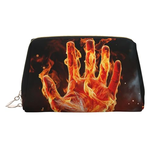 KKLWEGU Make-up-Tasche mit Feuerflamme aus Leder, wasserdicht, kleine Make-up-Tasche mit Reißverschluss, tragbare Reise-Kulturbeutel für Damen und Mädchen, gold, Einheitsgröße KKLWEGU Make-up-Tasche mit Feuerflamme aus Leder, wasserdicht, kleine Make-up-Tasche mit Reißverschluss, tragbare Reise-Kulturbeutel für Damen und Mädchen, gold, Einheitsgröße von KKLWEGU