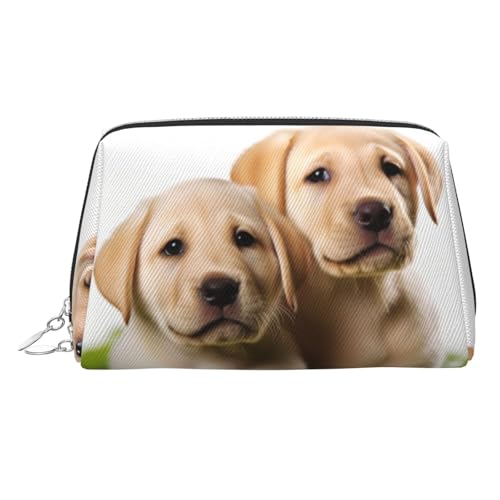 KKLWEGU Make-up-Tasche mit lustigem Labrador-Welpen-Motiv, wasserdicht, Kosmetiktasche, Organizer, kleine Make-up-Tasche, mit Reißverschluss, tragbare Reise-Kulturbeutel für Damen und Mädchen, silber KKLWEGU Make-up-Tasche mit lustigem Labrador-Welpen-Motiv, wasserdicht, Kosmetiktasche, Organizer, kleine Make-up-Tasche, mit Reißverschluss, tragbare Reise-Kulturbeutel für Damen und Mädchen, silber von KKLWEGU