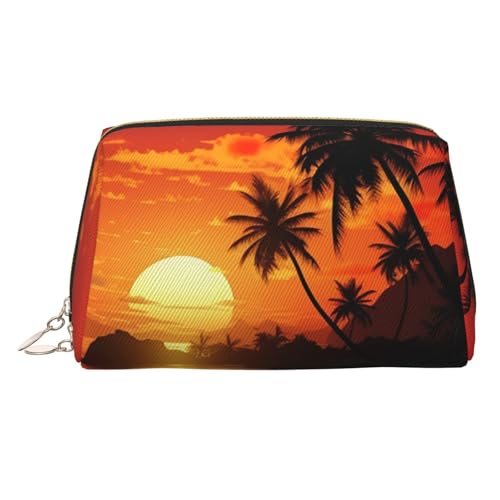 KKLWEGU Make-up-Tasche mit tropischem Sonnenuntergang, wasserdicht, Kosmetiktasche, Organizer, kleine Make-up-Tasche, mit Reißverschluss, tragbar, Reise-Kulturbeutel für Damen und Mädchen, gold KKLWEGU Make-up-Tasche mit tropischem Sonnenuntergang, wasserdicht, Kosmetiktasche, Organizer, kleine Make-up-Tasche, mit Reißverschluss, tragbar, Reise-Kulturbeutel für Damen und Mädchen, gold von KKLWEGU