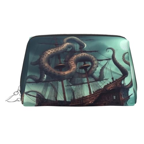 KKLWEGU Octopus Make-up-Tasche aus Leder, wasserdicht, Kosmetiktasche, Organizer, kleine Make-up-Tasche mit Reißverschluss, tragbare Reise-Kulturbeutel für Damen und Mädchen, silber, Einheitsgröße KKLWEGU Octopus Make-up-Tasche aus Leder, wasserdicht, Kosmetiktasche, Organizer, kleine Make-up-Tasche mit Reißverschluss, tragbare Reise-Kulturbeutel für Damen und Mädchen, silber, Einheitsgröße von KKLWEGU