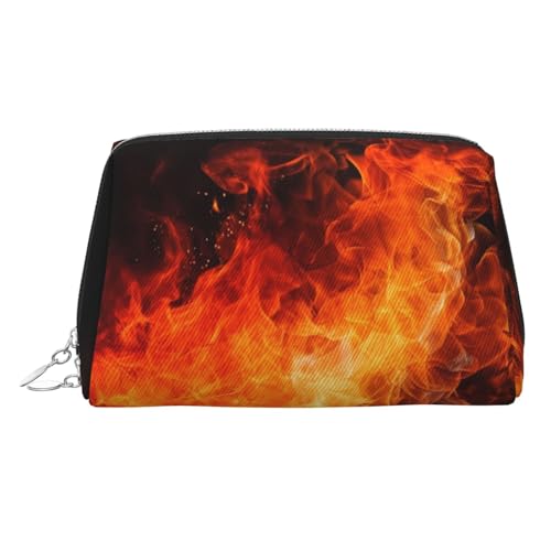 KKLWEGU Roaring Flame Make-up-Tasche aus Leder, wasserdicht, Kosmetiktasche, Organizer, kleine Make-up-Tasche, mit Reißverschluss, tragbare Reise-Kulturbeutel für Damen und Mädchen, silber KKLWEGU Roaring Flame Make-up-Tasche aus Leder, wasserdicht, Kosmetiktasche, Organizer, kleine Make-up-Tasche, mit Reißverschluss, tragbare Reise-Kulturbeutel für Damen und Mädchen, silber von KKLWEGU