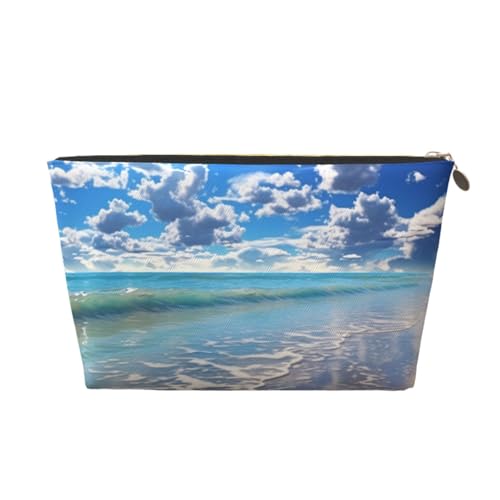 KKLWEGU Schöne Kosmetiktasche aus PU-Leder, wasserdicht, tragbar, Reise-Kulturbeutel, Organizer, goldfarbener Reißverschluss, Geschenk für Damen, gold, Einheitsgröße von KKLWEGU