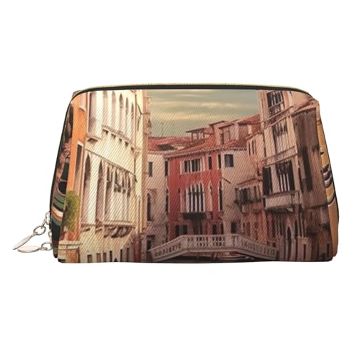 KKLWEGU Schöne Make-up-Tasche aus Leder mit Venedigkanalblick, wasserdicht, Kosmetiktasche, Organizer, kleine Make-up-Tasche, mit Reißverschluss, tragbare Reise-Kulturbeutel für Damen und Mädchen KKLWEGU Schöne Make-up-Tasche aus Leder mit Venedigkanalblick, wasserdicht, Kosmetiktasche, Organizer, kleine Make-up-Tasche, mit Reißverschluss, tragbare Reise-Kulturbeutel für Damen und Mädchen von KKLWEGU