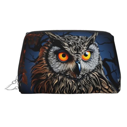 KKLWEGU Schwarze Make-up-Tasche aus Leder, Eulenmotiv, wasserdicht, kleine Make-up-Tasche, mit Reißverschluss, tragbar, Reise-Kulturbeutel für Damen und Mädchen, silber, Einheitsgröße KKLWEGU Schwarze Make-up-Tasche aus Leder, Eulenmotiv, wasserdicht, kleine Make-up-Tasche, mit Reißverschluss, tragbar, Reise-Kulturbeutel für Damen und Mädchen, silber, Einheitsgröße von KKLWEGU