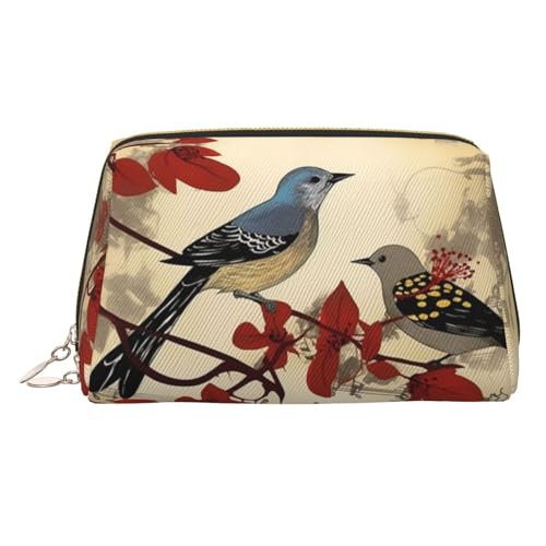 KKLWEGU Songbirds Make-up-Tasche aus Leder, wasserdicht, Kosmetiktasche, Organizer, kleine Make-up-Tasche mit Reißverschluss, tragbare Reise-Kulturbeutel für Damen und Mädchen, gold, Einheitsgröße KKLWEGU Songbirds Make-up-Tasche aus Leder, wasserdicht, Kosmetiktasche, Organizer, kleine Make-up-Tasche mit Reißverschluss, tragbare Reise-Kulturbeutel für Damen und Mädchen, gold, Einheitsgröße von KKLWEGU