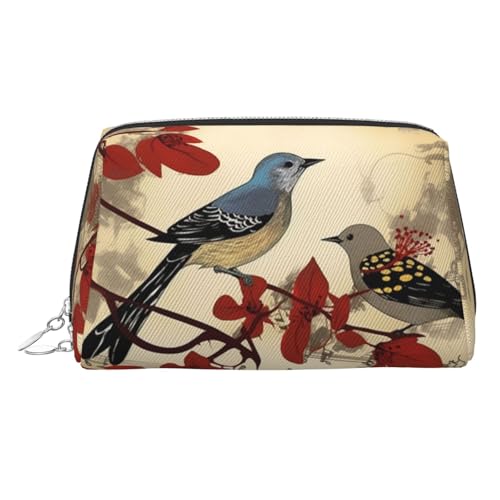 KKLWEGU Songbirds Make-up-Tasche aus Leder, wasserdicht, Kosmetiktasche, Organizer, kleine Make-up-Tasche mit Reißverschluss, tragbare Reise-Kulturbeutel für Damen und Mädchen, silber, Einheitsgröße KKLWEGU Songbirds Make-up-Tasche aus Leder, wasserdicht, Kosmetiktasche, Organizer, kleine Make-up-Tasche mit Reißverschluss, tragbare Reise-Kulturbeutel für Damen und Mädchen, silber, Einheitsgröße von KKLWEGU