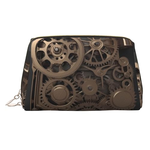 KKLWEGU Steampunk Make-up-Tasche mit mechanischem Zahnrad, wasserdicht, Kosmetiktasche, Organizer, kleine Make-up-Tasche, mit Reißverschluss, tragbare Reise-Kulturbeutel für Damen und Mädchen, gold KKLWEGU Steampunk Make-up-Tasche mit mechanischem Zahnrad, wasserdicht, Kosmetiktasche, Organizer, kleine Make-up-Tasche, mit Reißverschluss, tragbare Reise-Kulturbeutel für Damen und Mädchen, gold von KKLWEGU