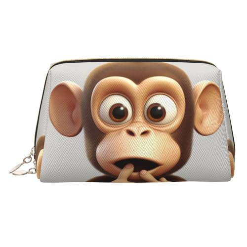KKLWEGU The Silent Monkey Make-up-Tasche aus Leder, wasserdicht, kleine Make-up-Tasche, mit Reißverschluss, tragbare Reise-Kulturbeutel für Damen und Mädchen, gold, Einheitsgröße KKLWEGU The Silent Monkey Make-up-Tasche aus Leder, wasserdicht, kleine Make-up-Tasche, mit Reißverschluss, tragbare Reise-Kulturbeutel für Damen und Mädchen, gold, Einheitsgröße von KKLWEGU