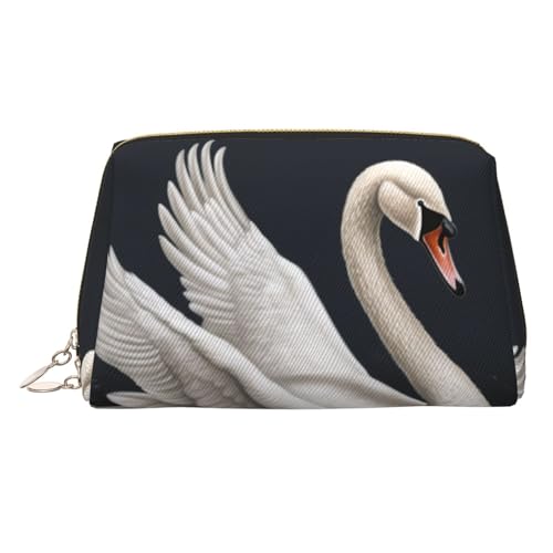 KKLWEGU White Swan Make-up-Tasche aus Leder, wasserdicht, Kosmetiktasche, Organizer, kleine Make-up-Tasche, mit Reißverschluss, tragbare Reise-Kulturbeutel für Damen und Mädchen, gold, Einheitsgröße KKLWEGU White Swan Make-up-Tasche aus Leder, wasserdicht, Kosmetiktasche, Organizer, kleine Make-up-Tasche, mit Reißverschluss, tragbare Reise-Kulturbeutel für Damen und Mädchen, gold, Einheitsgröße von KKLWEGU
