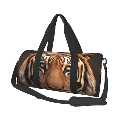 Reisetasche mit Schuhfach, leicht, Wochenendtasche, 3D-Tigerkopf, Yoga, Fitnessstudio, Sporttasche für Damen und Herren von KKLWEGU