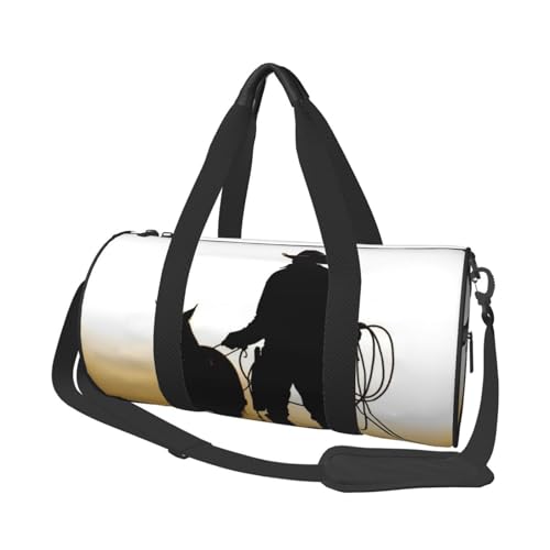 Reisetasche mit Schuhfach, leicht, Wochenendtasche, Cowboy mit Lasso-Silhouette, für Damen und Herren Reisetasche mit Schuhfach, leicht, Wochenendtasche, Cowboy mit Lasso-Silhouette, für Damen und Herren von KKLWEGU