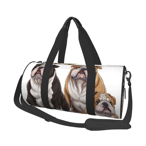 Reisetasche mit Schuhfach, leicht, Wochenendtasche, Englische Bulldoggen, Yoga, Fitnessstudio, Sporttasche für Männer und Frauen von KKLWEGU