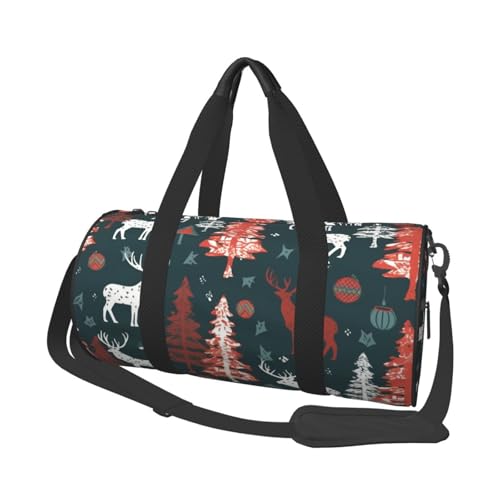 Reisetasche mit Schuhfach, leicht, Wochenendtasche, Kuh, Hirsch, Baum, Weihnachten, Yoga, Fitnessstudio, Sporttasche für Damen und Herren von KKLWEGU