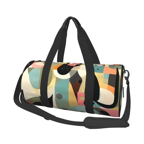 Reisetasche mit Schuhfach, leicht, Wochenendtasche, Mitte des Jahrhunderts, moderne Kunst, Katze, Yoga, Fitnessstudio, Sporttasche für Männer und Frauen von KKLWEGU