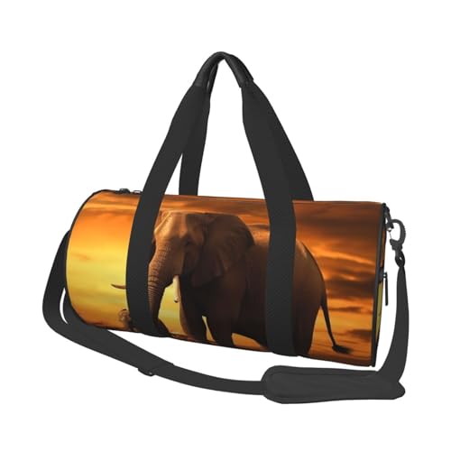 Reisetasche mit Schuhfach, leicht, Wochenendtasche, Sonnenuntergang, Eltern-Kind, Elefant, Yoga, Fitnessstudio, Sporttasche für Männer und Frauen Reisetasche mit Schuhfach, leicht, Wochenendtasche, Sonnenuntergang, Eltern-Kind, Elefant, Yoga, Fitnessstudio, Sporttasche für Männer und Frauen von KKLWEGU