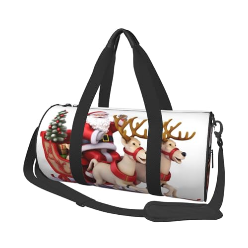 Reisetasche mit Schuhfach, leicht, Wochenendtasche, Weihnachtsmann, Rentier, Schlitten, Yoga, Fitnessstudio, Sporttasche für Damen und Herren Reisetasche mit Schuhfach, leicht, Wochenendtasche, Weihnachtsmann, Rentier, Schlitten, Yoga, Fitnessstudio, Sporttasche für Damen und Herren von KKLWEGU
