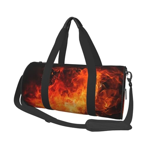 Reisetasche mit Schuhfach, leicht, Wochenendtasche, brüllende Flamme, Yoga, Fitnessstudio, Sporttasche für Damen und Herren von KKLWEGU