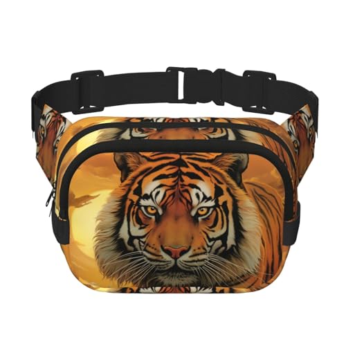 Rising Sun Tiger Bauchtasche, kleine modische Umhängetasche, leichte Schultertasche, Brusttasche, Bauchtasche für Damen und Herren, Laufen, Workout, Wandern, Reisen Rising Sun Tiger Bauchtasche, kleine modische Umhängetasche, leichte Schultertasche, Brusttasche, Bauchtasche für Damen und Herren, Laufen, Workout, Wandern, Reisen von KKLWEGU