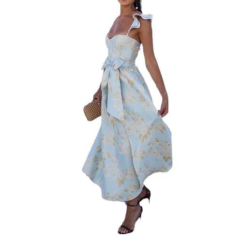 KKLZZUENI Langes Kleid für Damen,lässiges Stretchkleid, Schlinge Knöchel-Maxi-Tüllkleid von KKLZZUENI