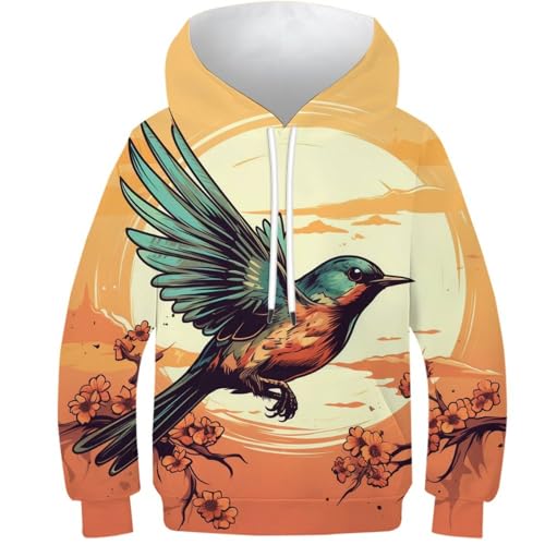 KKOLASXZE 3D Druck Spottdrossel Hoodie KapuzenpulLieber PulLieber Unisex Sweatshirt Für Jungen Mädchen Mit Tasche 6-7Y von KKOLASXZE