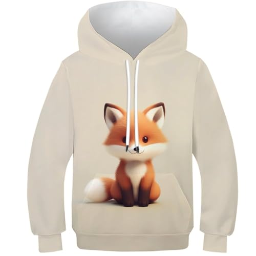 KKOLASXZE 3D GedrucKt Fuchs Hoodie KapuzenpulLieber PulLieber Unisex Sweatshirts Für Jungen Mädchen Mit Tasche 9-11Y von KKOLASXZE
