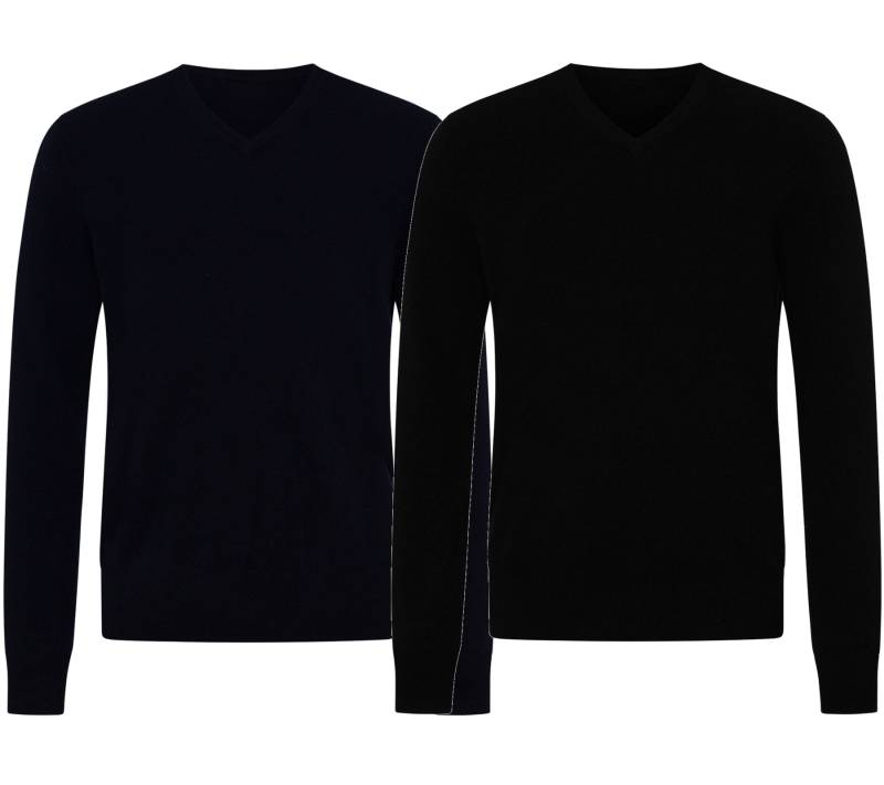 KKS STUDIOS Herren V-Neck Pullover aus 100% Kaschmir Sweater KK2350 Navy oder Schwarz von KKS STUDIOS Cashmere
