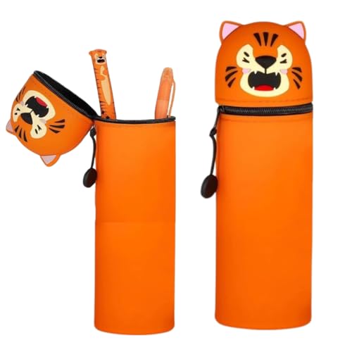 KKTONGXI Federmäppchen aus Weichem Silikon, 2-in-1 Silikon Federmäppchen,Cartoon, Niedliche Schulbedarf, Stifte Mäppchen,Stifthalter Bleistifttasche Mädchen Junge von KKTONGXI