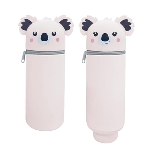 KKTONGXI Kawaii Federmäppchen, 2-in-1 Weiche Silikontasche, Federmäppchen, Stand Up mäppche, Tier Stifthalter, Stifthalter Bleistifttasche Mädchen Junge (Koala) von KKTONGXI