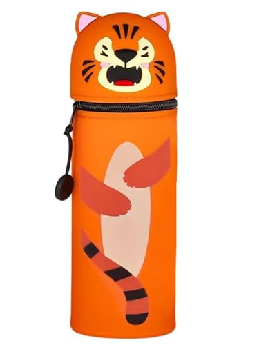 KKTONGXI Kawaii Federmäppchen, Unisex mäppchen, 2-in-1 Weiche Silikontasche, Federmäppchen Stand Up Federmäppchen, Tier Stifthalter Kapazität Briefpapier Pouch (A) von KKTONGXI