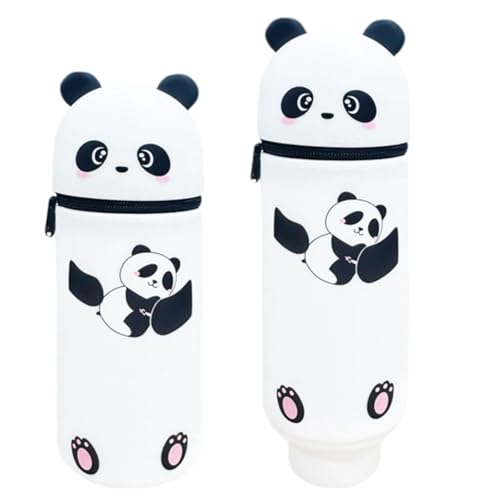 KKTONGXI Kawaii Federmäppchen，Silikon Federtasche，mit Tierdesign，Cartoon Federmäppchen,Federtasche aus Weichem Silikon für Stifte，Reißverschluss (Weißer Panda) von KKTONGXI