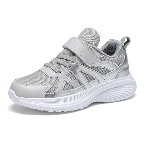 KKTOTO Jungen Turnschuhe Sportschuhe Mädchen Kinder Laufschuhe Freizeit Outdoor Leicht Hallenturnschuhe Sneakers für Kinder Grau 37 EU von KKTOTO
