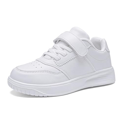 KKTOTO Kinder Schuhe Turnschuhe Leicht Kinderschuhe Jungen Hallenturnschuhe Mädchen Klettverschluß Sportschuhe Laufschuhe Weiß 30 von KKTOTO