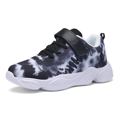 KKTOTO Kinder Turnschuhe Mädchen Sportschuhe Jungen Hallenschuhe Klettverschluss Kinderschuhe Leicht Laufschuhe Atmungsaktiv Sneakers Schwarz 29 EU von KKTOTO