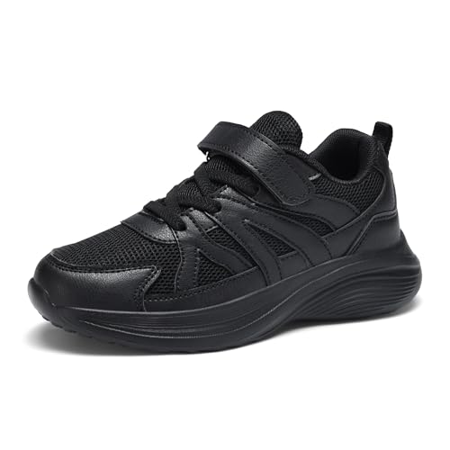 KKTOTO Kinderschuhe Jungen Sportschuhe Kinder Mädchen Laufschuhe rutschfest Leicht Hallenschuhe Klettverschluss Sneaker Mesh Turnschuhe Ganz Schwarz 35 EU von KKTOTO