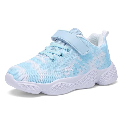 KKTOTO Sportschuhe Mädchen Kinder Turnschuhe Jungen Laufschuhe Freizeit Outdoor Leicht Atmungsaktiv Hallenturnschuhe Low-Top Sneakers Hellblau 32 EU von KKTOTO