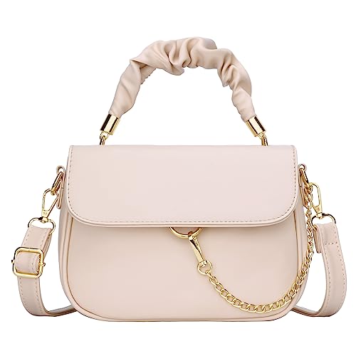 KKXIU Geraffte Crossbody-Taschen für Frauen und Jugendliche, trendig, veganes Leder, Griff oben, Schultergeldbörsen, A-rosa von KKXIU