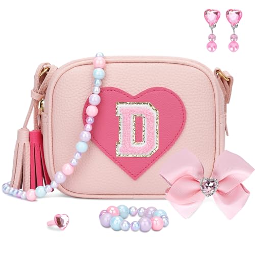 KKXIU Geschenke für 3 4 5 6 7 8 Jahre alte Mädchen verkleiden Schmuck Kinder Spielzeug Kleinkind Geldbörse Herz kleine Mädchen Tasche, Pink von KKXIU