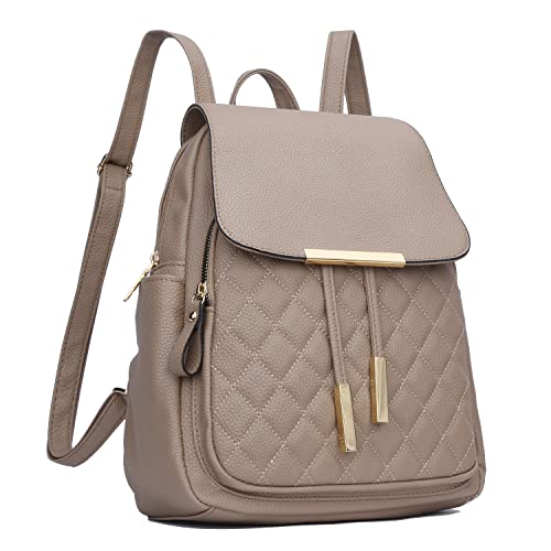 KKXIU Gesteppter trendiger Leder-Rucksack, Geldbörse für Damen, Teenager, Mädchen, Damen, Schultertasche, Reisetasche, Khaki, Daypack Rucksäcke von KKXIU