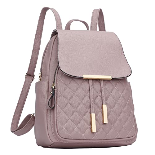 KKXIU Gesteppter trendiger Leder-Rucksack, Geldbörse für Damen, Teenager, Mädchen, Damen, Schultertasche, Reisetasche, Pink, Daypack Rucksäcke von KKXIU