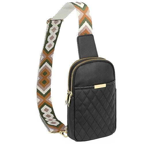 KKXIU Kleine Schultertasche für Damen, Crossbody, trendige Bauchtaschen, veganes Leder, Mini-Handy, Teenager-Geldbörse, 2-Schwarz, Casual von KKXIU