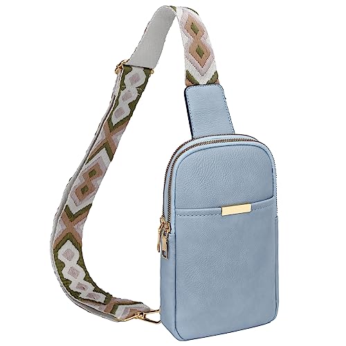 KKXIU Kleine Schultertasche für Damen, Crossbody, trendige Bauchtaschen, veganes Leder, Mini-Handy, Teenager-Geldbörse, Hell, blau, Casual von KKXIU