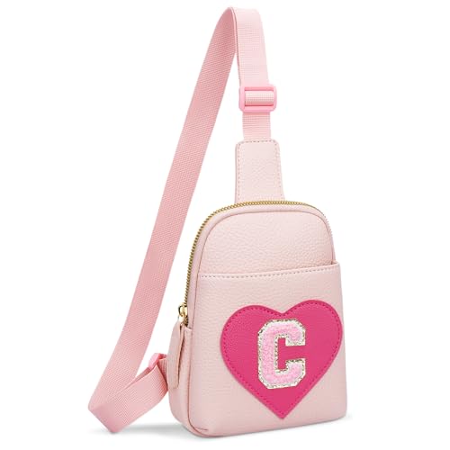 KKXIU Mädchen-Umhängetasche, Herz-Initialen-Brusttasche, Rosa, Mini-Gürteltasche, personalisiertes Geschenk für Kinder, Pink KKXIU Mädchen-Umhängetasche, Herz-Initialen-Brusttasche, Rosa, Mini-Gürteltasche, personalisiertes Geschenk für Kinder, Pink von KKXIU