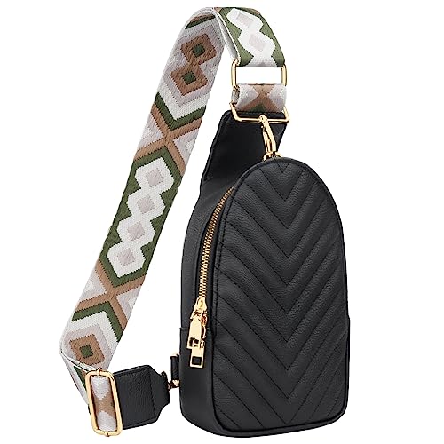 KKXIU Modische kleine Schultertasche für Damen, Leder, Bauchtasche, Brusttasche, Umhängetasche, Handytasche, Schultertasche, Reise-Geldbörse, C-schwarz, Schultertasche für Damen Bauchtaschen von KKXIU