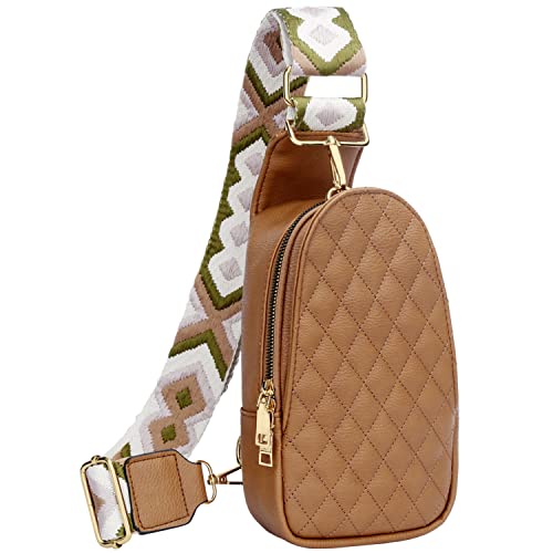 KKXIU Kleine Schultertasche für Damen, Leder, Bauchtasche, Brusttasche, Umhängetasche, Handytasche, Schultertasche, Reise-Geldbörse, Geschenke für Teenager, A-braun, Small, Gürteltasche für Damen von KKXIU