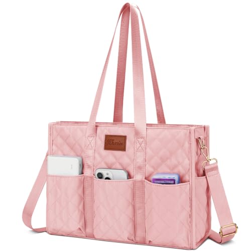 KKXIU Wasserabweisende Tragetasche mit 13 Taschen, Reißverschluss oben und dicker Unterseite für berufstätige Frauen, Pink, Large KKXIU Wasserabweisende Tragetasche mit 13 Taschen, Reißverschluss oben und dicker Unterseite für berufstätige Frauen, Pink, Large von KKXIU