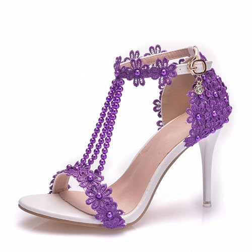 KKdhsfy 3,7 Zoll Elegante High Heels Frauen Bankett Sandalen Hochzeitsschuhe Lila Spitze Party Kleid Pumps,Lila,41 EU KKdhsfy 3,7 Zoll Elegante High Heels Frauen Bankett Sandalen Hochzeitsschuhe Lila Spitze Party Kleid Pumps,Lila,41 EU von KKdhsfy