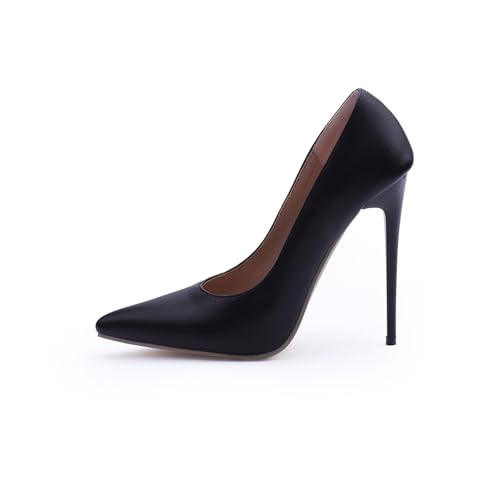 KKdhsfy Damen Spitze Zehenpartie Flache Stiletto-Absätze 4,7 Zoll Pumps Hochzeit Party Bankett Schuhe,Schwarz,40 EU von KKdhsfy