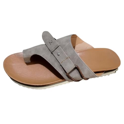 KKvoPiQ Damen Big Yards Set Toe Hausschuhe Europäische Flache Unterseite Retro Sandale Drag Europa Und Die Staaten Weibliche Plateau Schuhe Damen Sommer Offen Badeschuhe rutschfest (Grey, 41) von KKvoPiQ